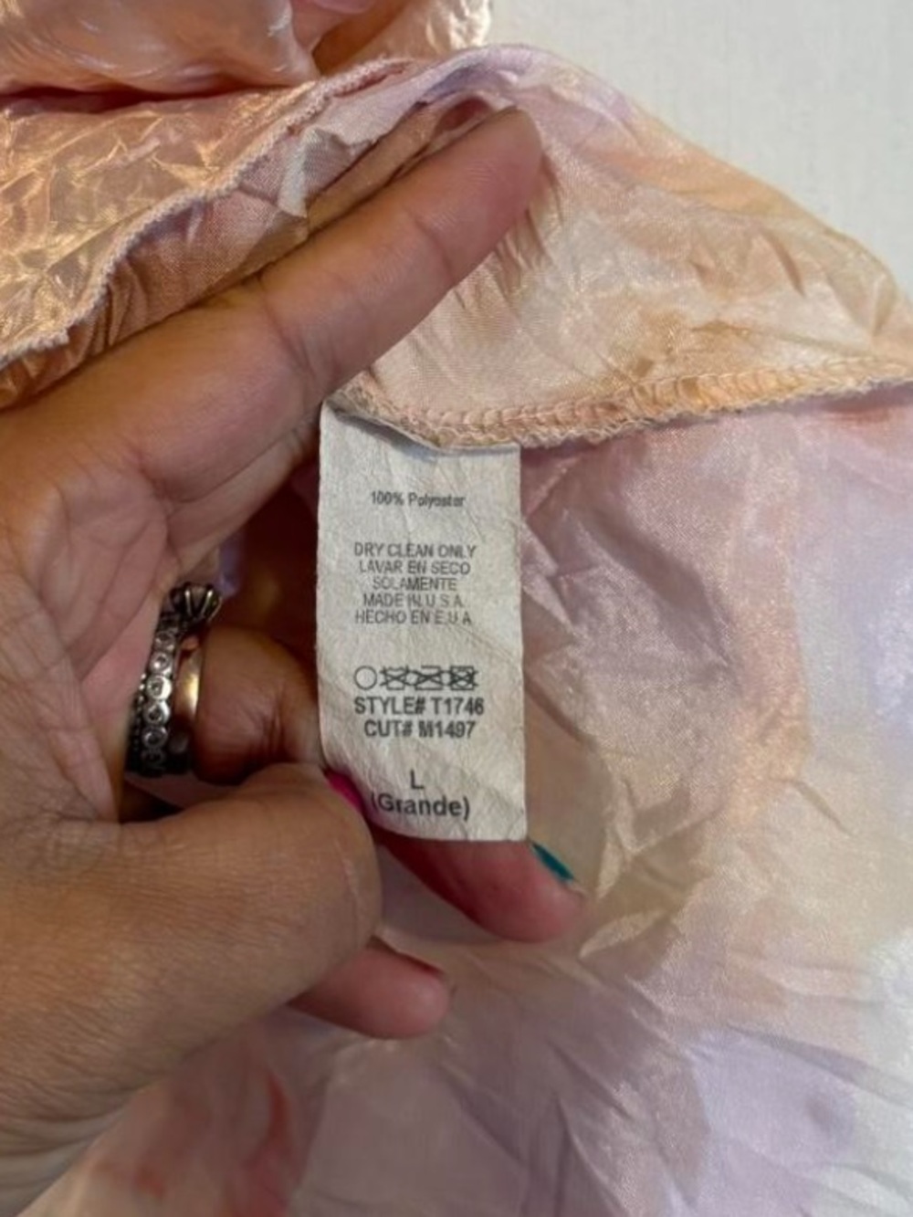 Vintage Y2K VOXX NY pink tie dye beaded neckline satin tank top cami
size large - Picture 4 of 5